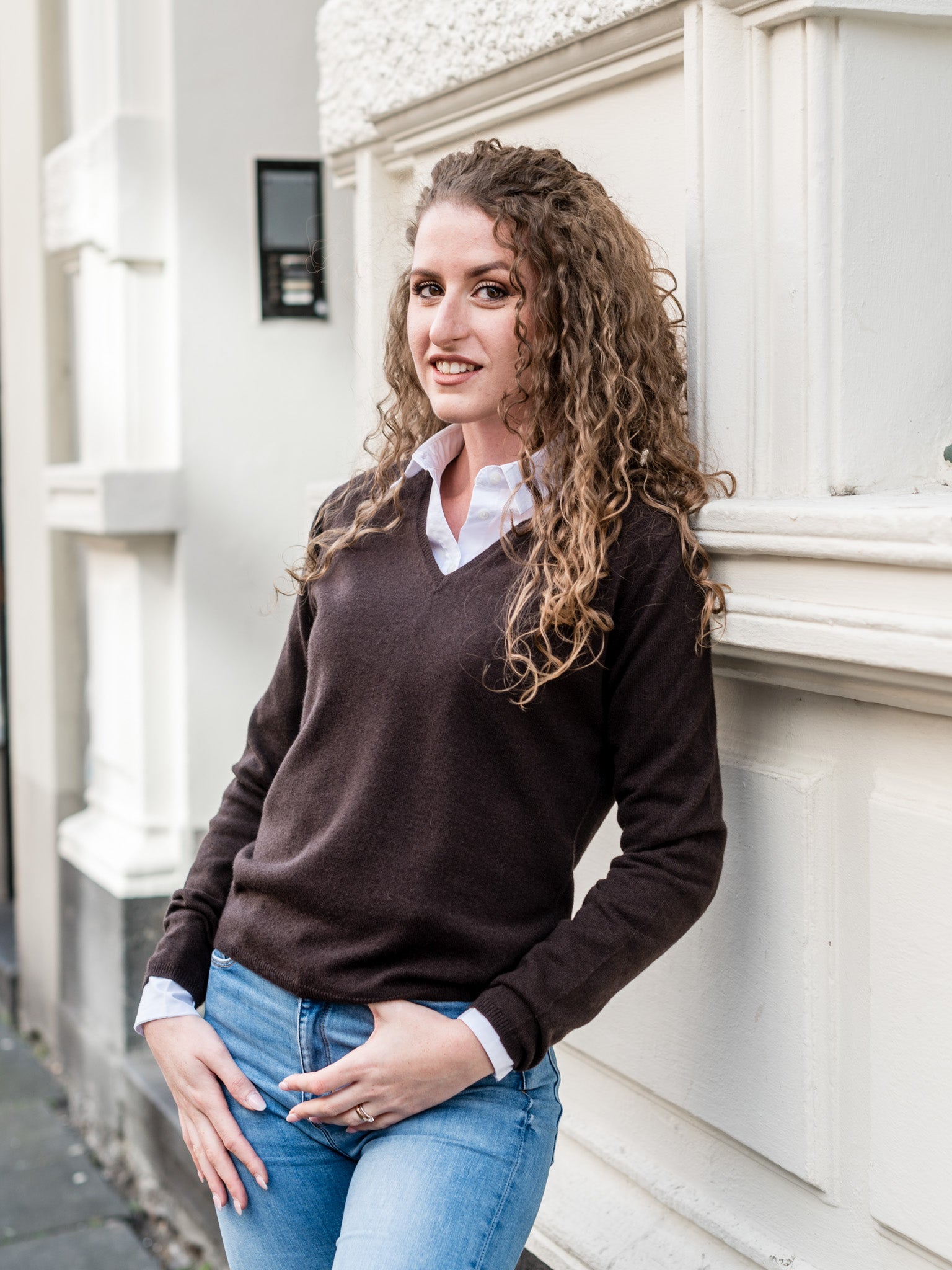 Cashmere Pullover mit V-Ausschnitt