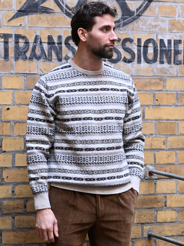 Lambswoolpullover Fairisle mit Rundausschnitt