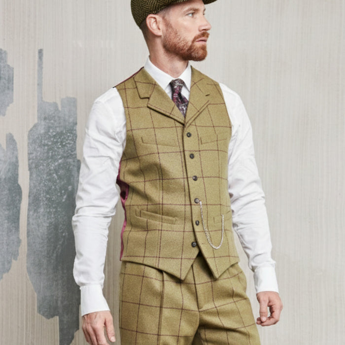 Tweed Cap in grün/fischgrät aus Moon Tweed