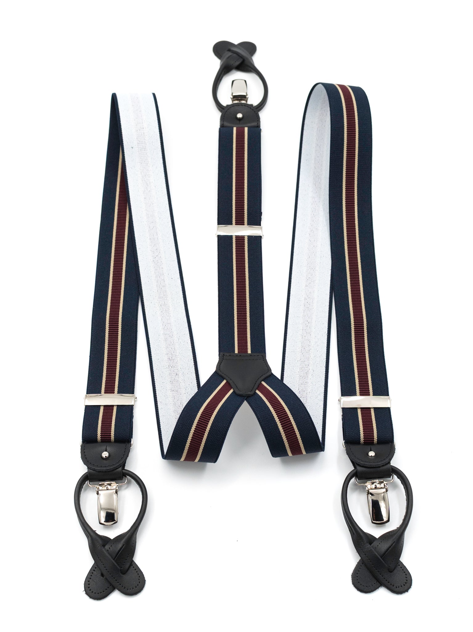 Hosenträger Navy/ Bordeaux/ Gold  Stripes