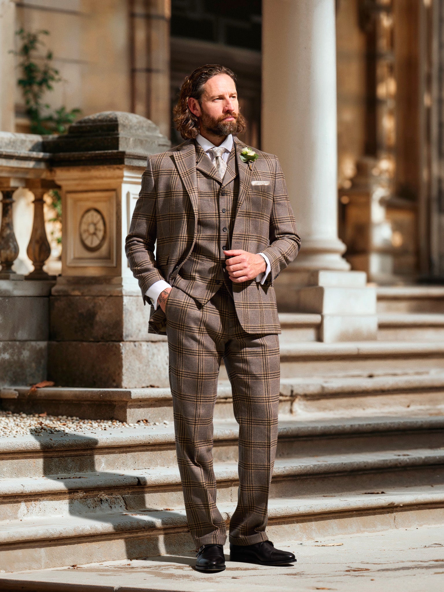 Tweed Anzug in 3-Knopf Classic aus   Lovat Tweed