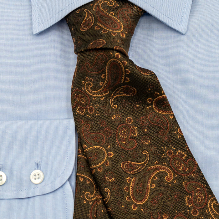 Krawatte mit Paisley in khaki/gold