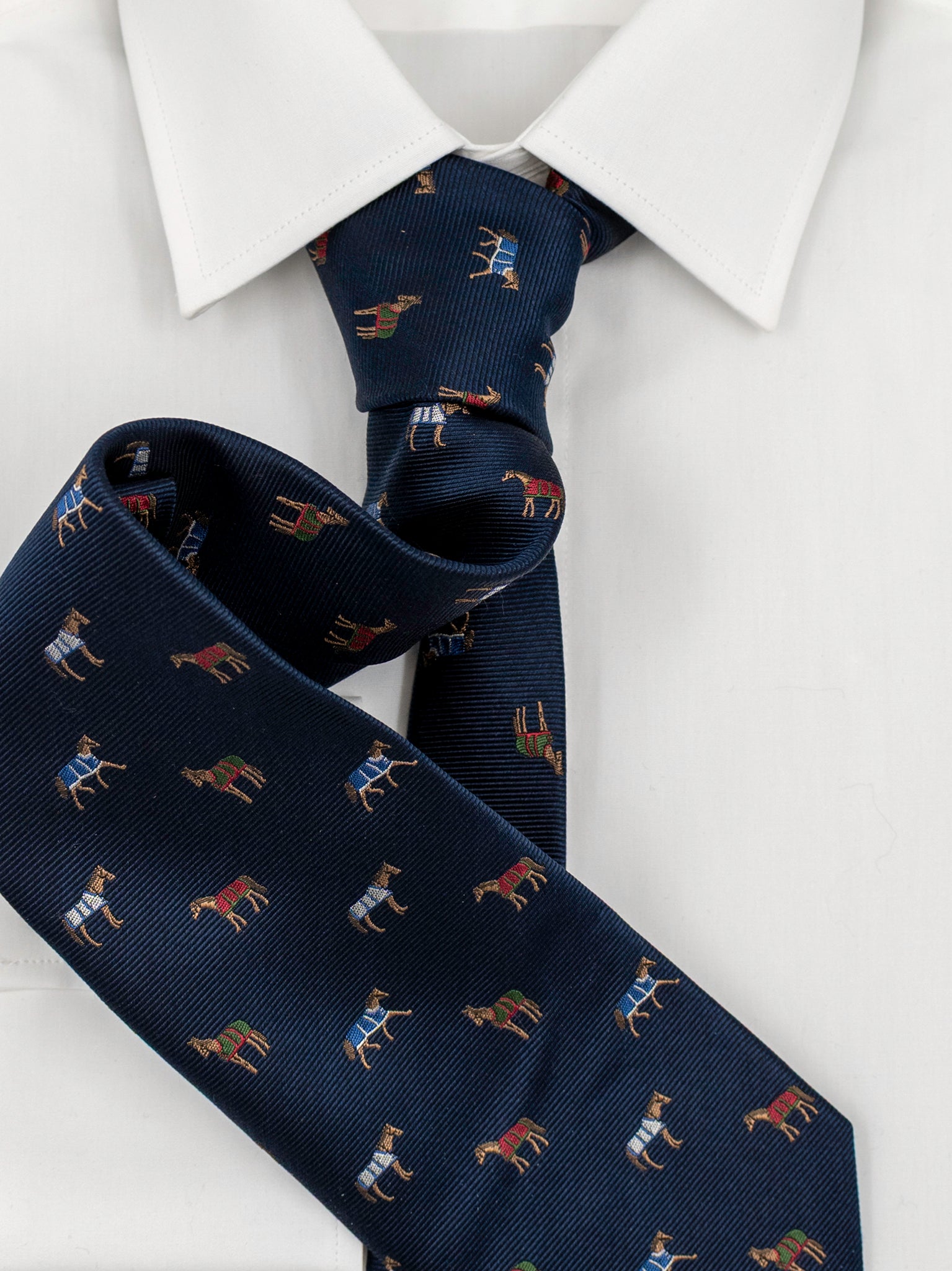 Krawatte mit  Pferden in navy