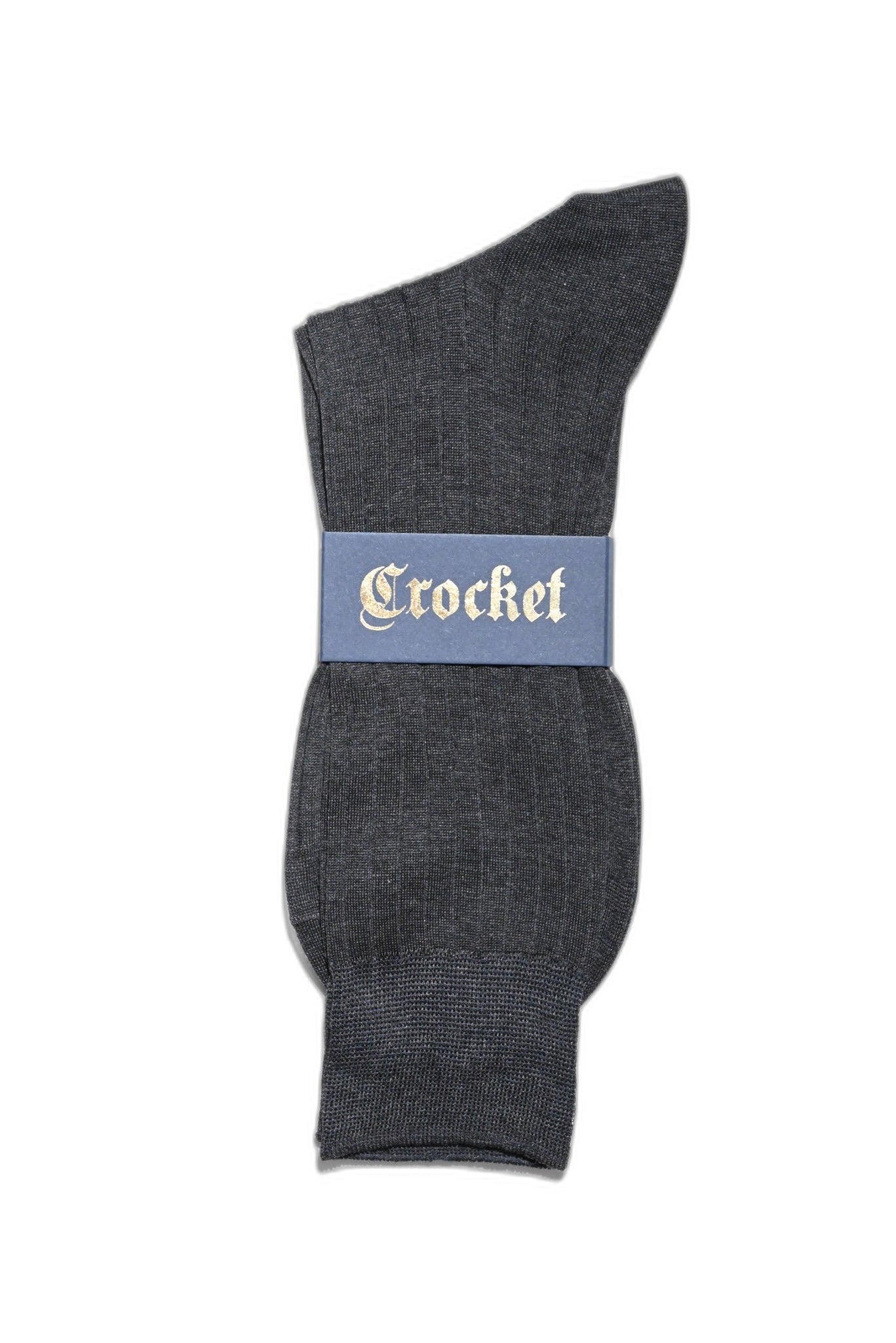Rippstrick Socken Fil d'Écosse anthrazit Paar mit Crocket-Bündchen — John Crocket