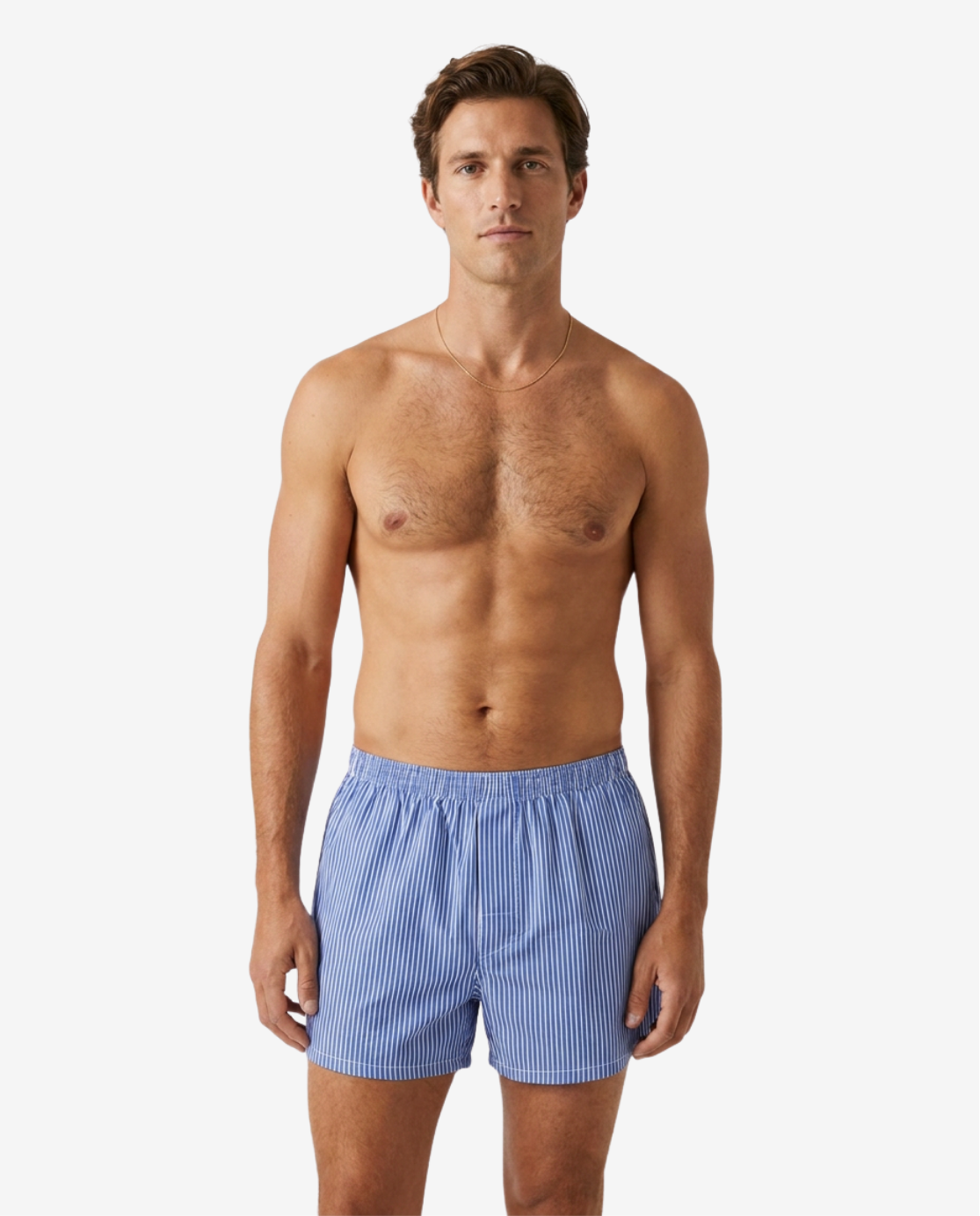 Boxershorts Blue Bengal getragen, frontal | John Crocket