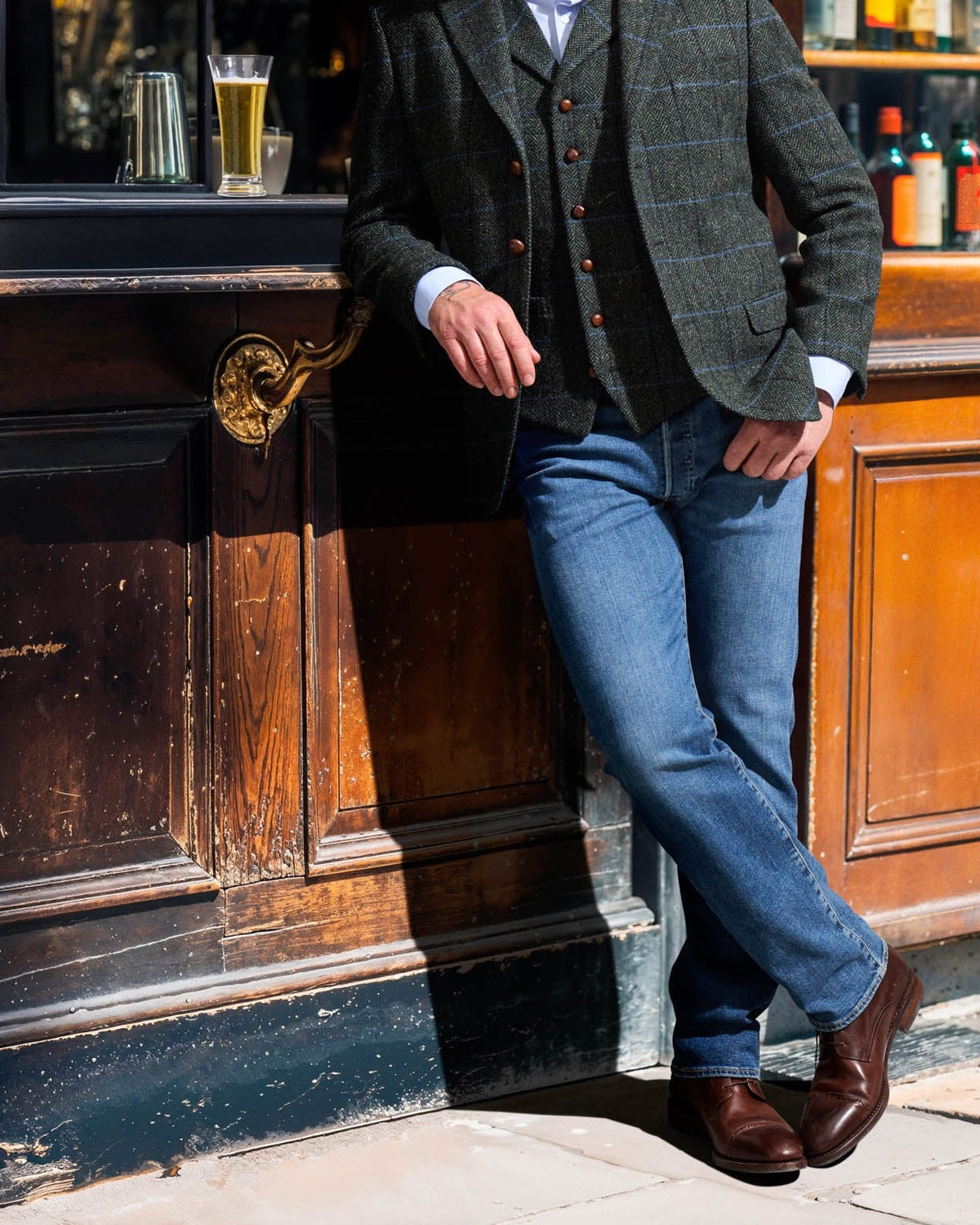 Tweedsakko in 3-Knopf Classic dunkelgrün aus Lovat Tweed — John Crocket