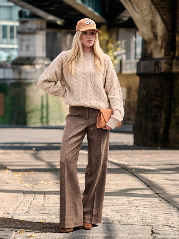 Marlene Tweed-Hose in greige