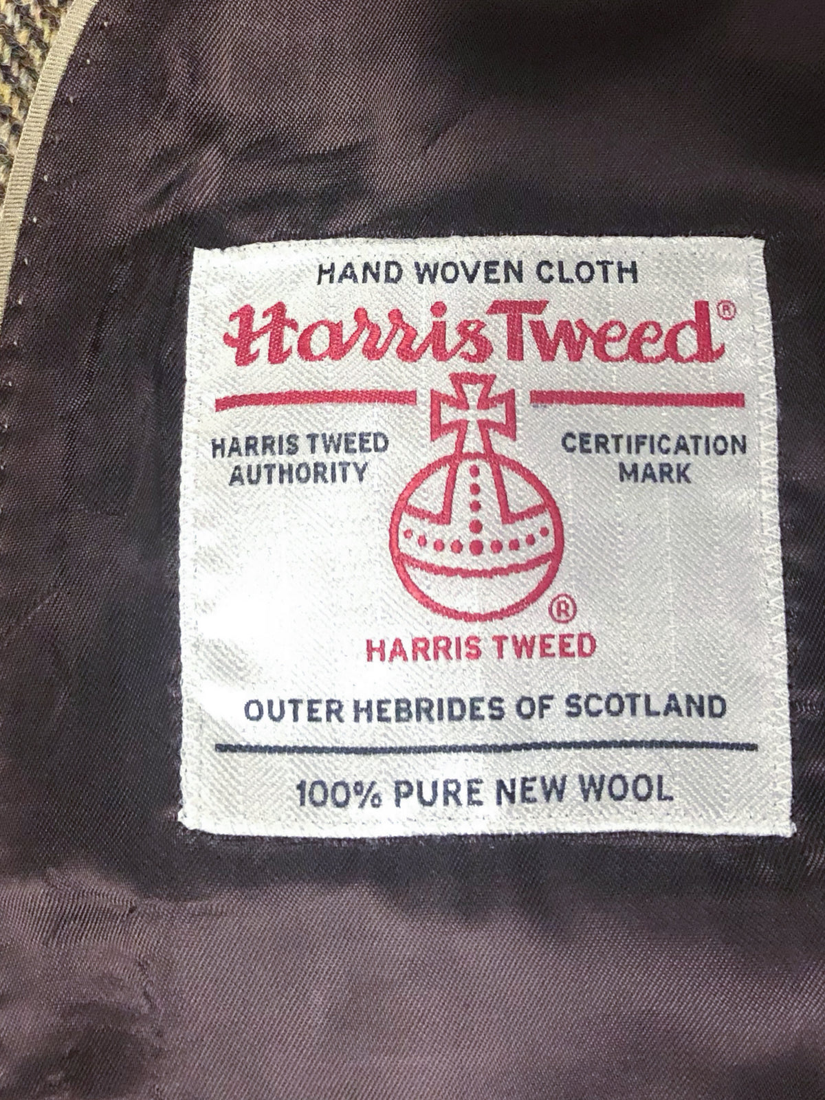 Tweed-Weste mit Fischgrät aus Harris Tweed – Green and Fawn