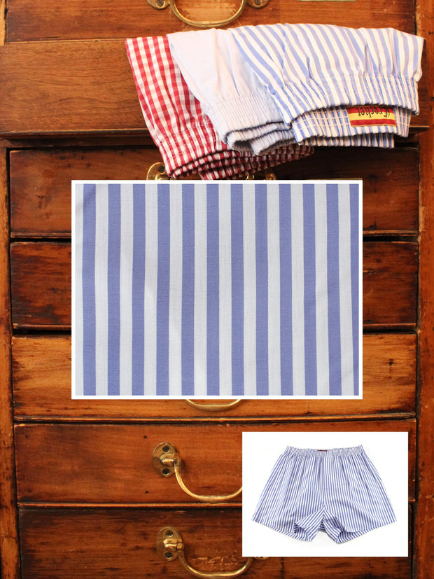 Boxershorts: Boxershorts in blau gestreift | John Crocket – Fine British Clothing