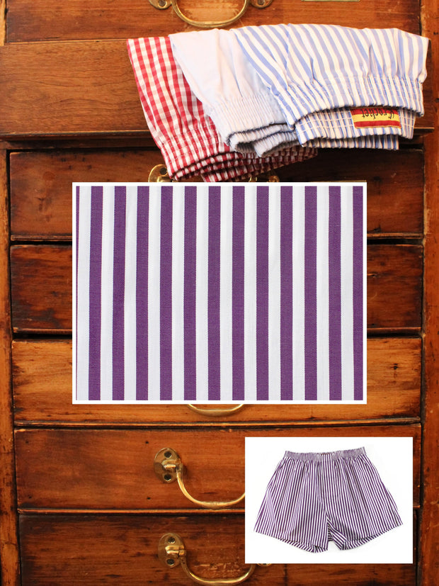 Boxershorts: Boxershorts in lila gestreift | John Crocket – Fine British Clothing