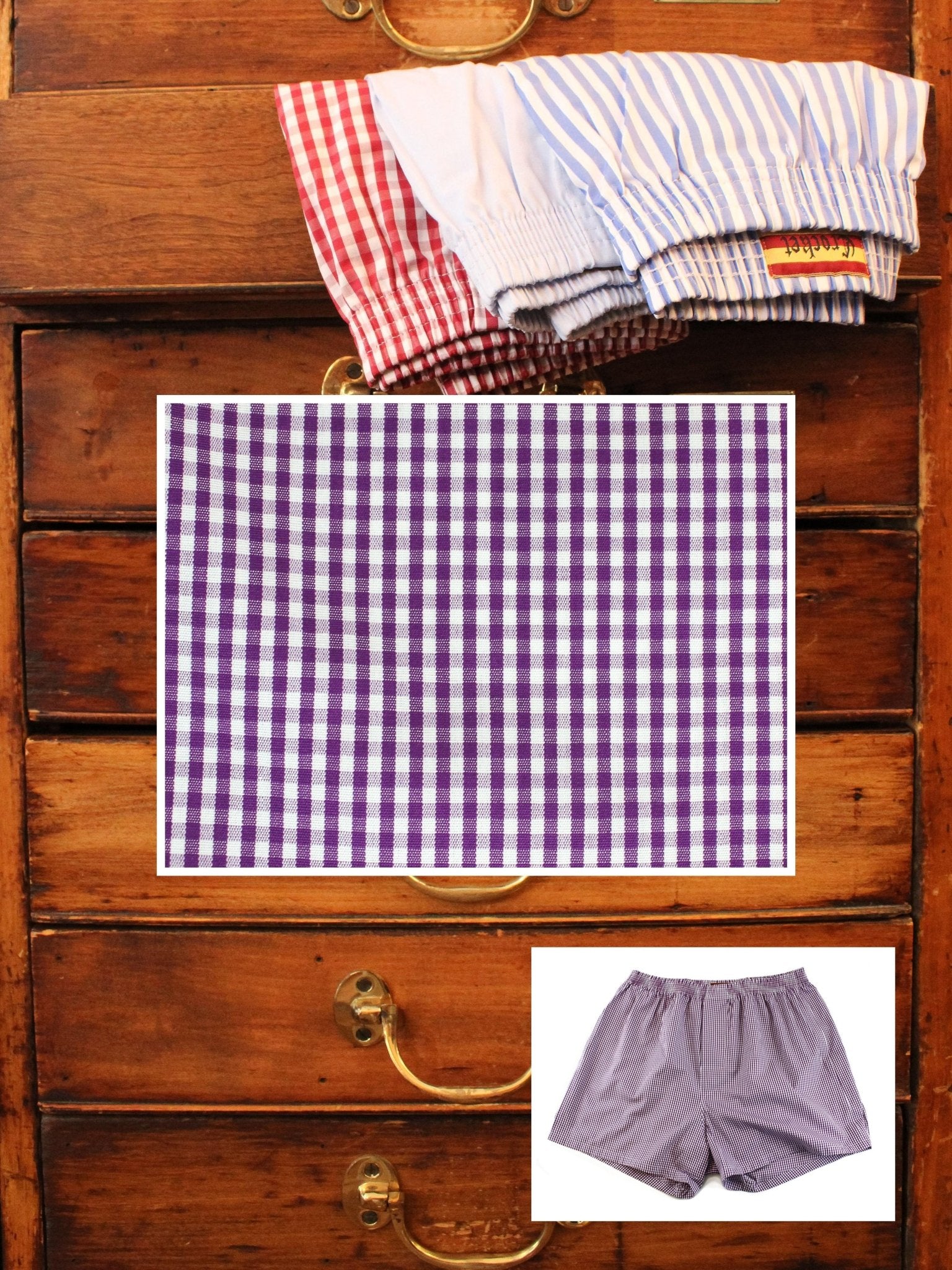 Boxershorts: Boxershorts in lila kariert | John Crocket – Fine British Clothing