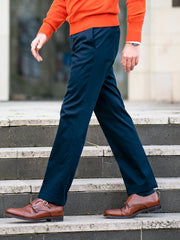 Slimline Baumwollhose mit Stretchanteil in navy
