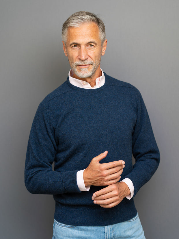 Cashmere Pullover (3-fädig) mit Rundausschnitt in modernen Farben