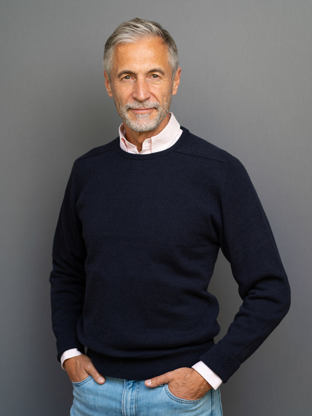 Cashmere Pullover (3-fädig) mit Rundausschnitt in klassischen Farben