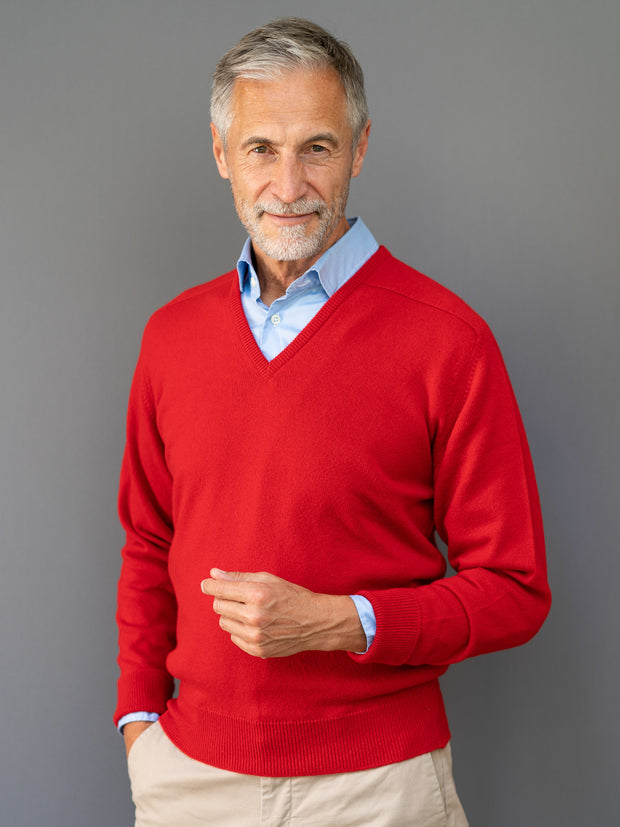 Cashmere Pullover (3-fädig) mit V-Ausschnitt in modernen Farben
