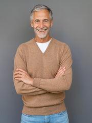 Cashmere Pullover (3-fädig) mit V-Ausschnitt in klassischen Farben