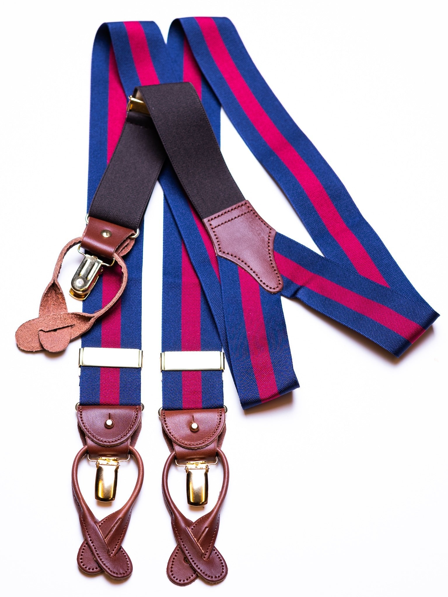 Hosenträger, navy/bordeaux Stripes