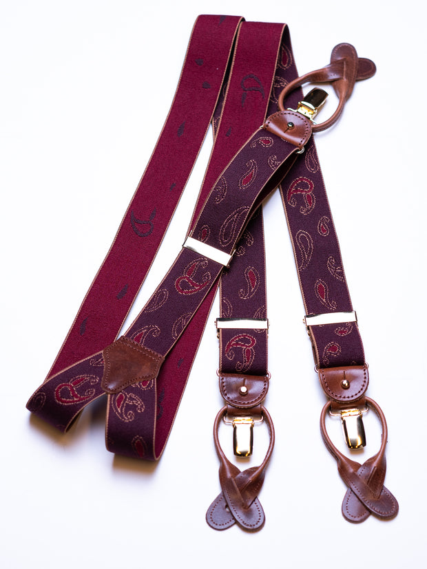 Hosenträger, burgundy Paisley
