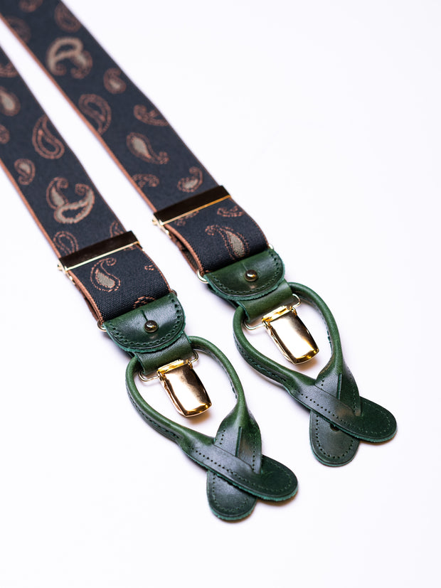 Hosenträger, green Paisley