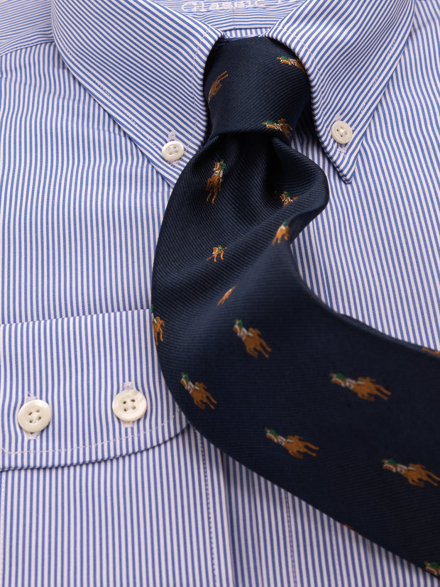 Hemd mit Classic Button Down Kragen in blau gestreift  100% Baumwolle