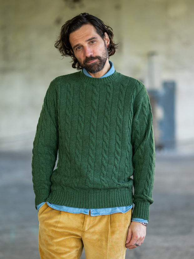 100% Kaschmir Zopf-Pullover (6-fädig) mit Rundausschnitt-