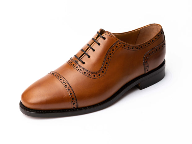 Punched Oxford in cognac