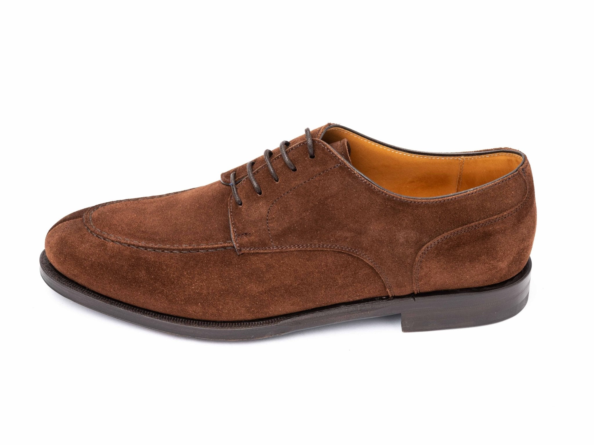 Derby Schuh in braunem Wildleder