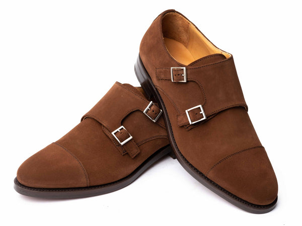 Monk Herrenschuh in Braun Wildleder, Frontalansicht
