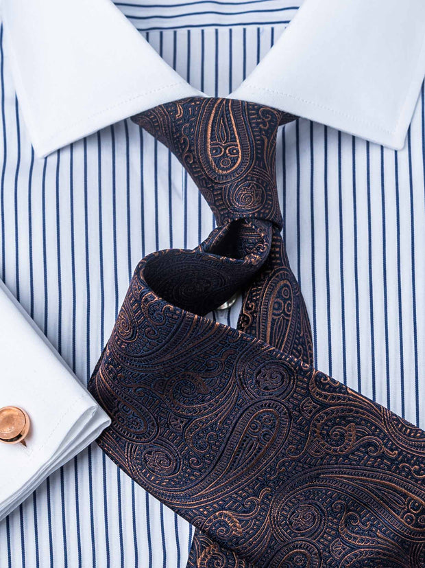 Krawatte mit Paisley in navy/braun