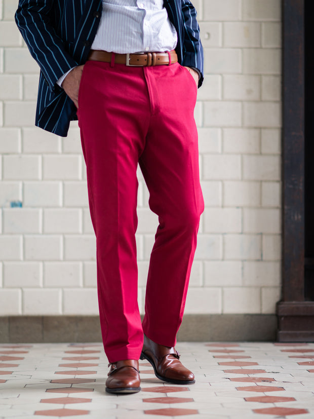 Slimline Baumwollhose mit Stretchanteil in rot