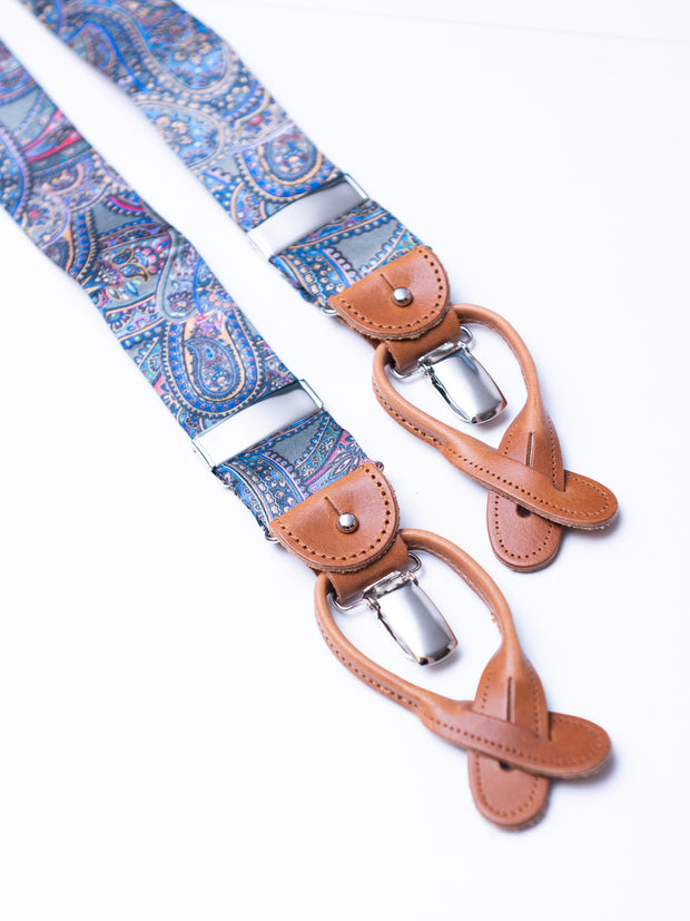 Hosenträger, green/blue Paisley