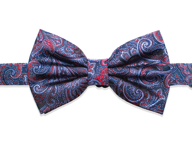 Fliege mit Paisley in Blau/Rot