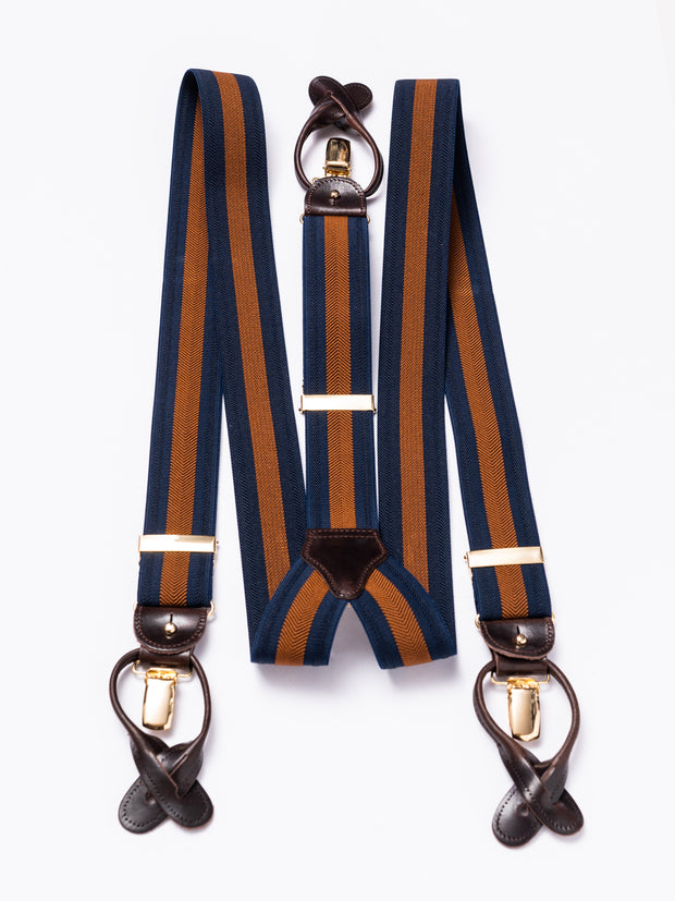 Hosenträger, navy/brown stripes