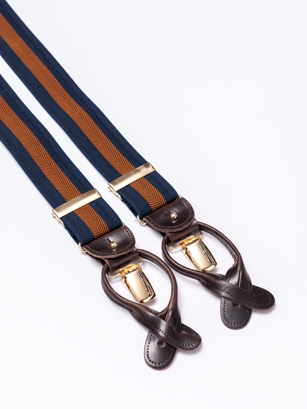 Hosenträger, navy/brown stripes