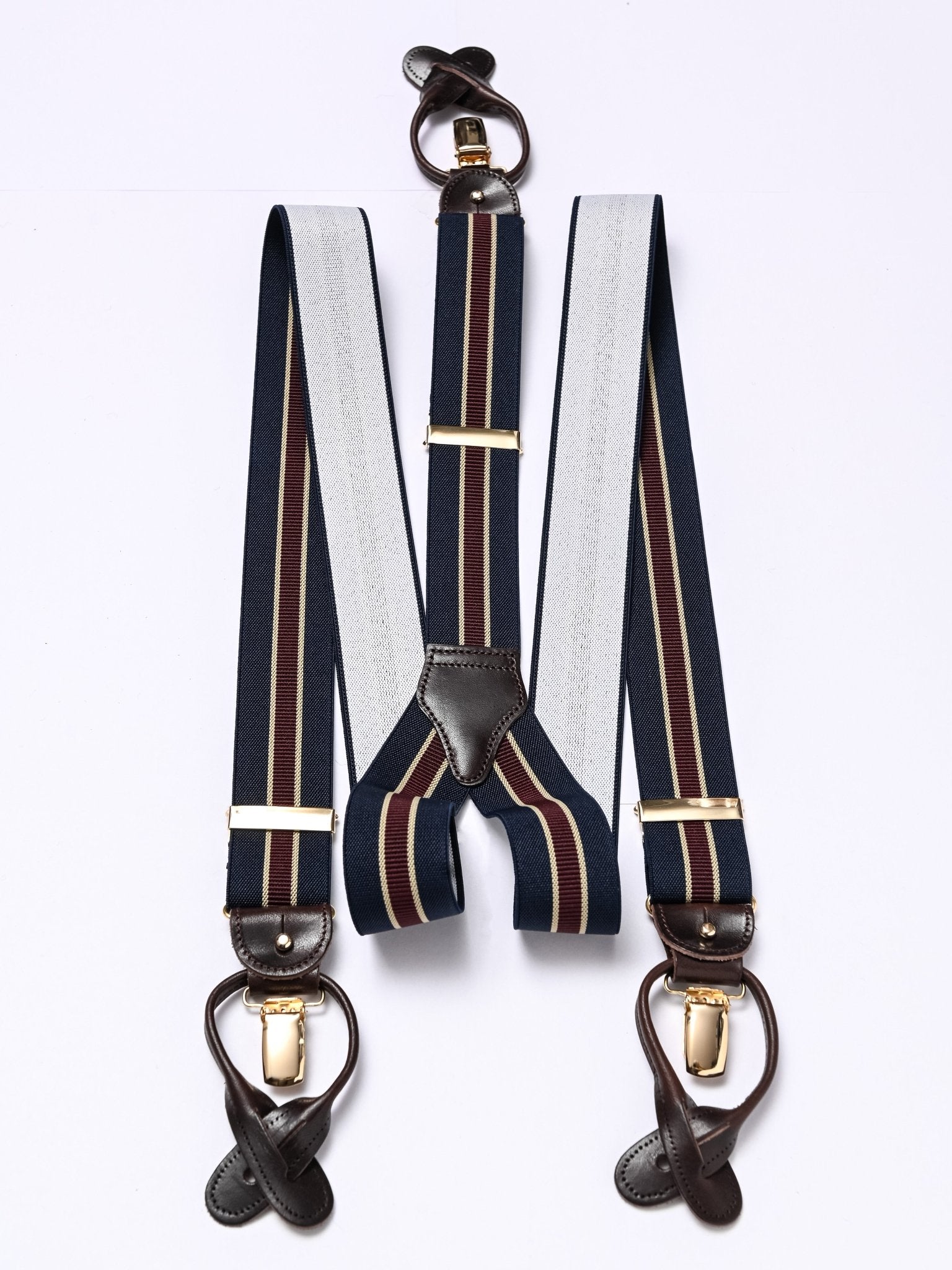 Hosenträger, navy/bordeaux/beige stripes