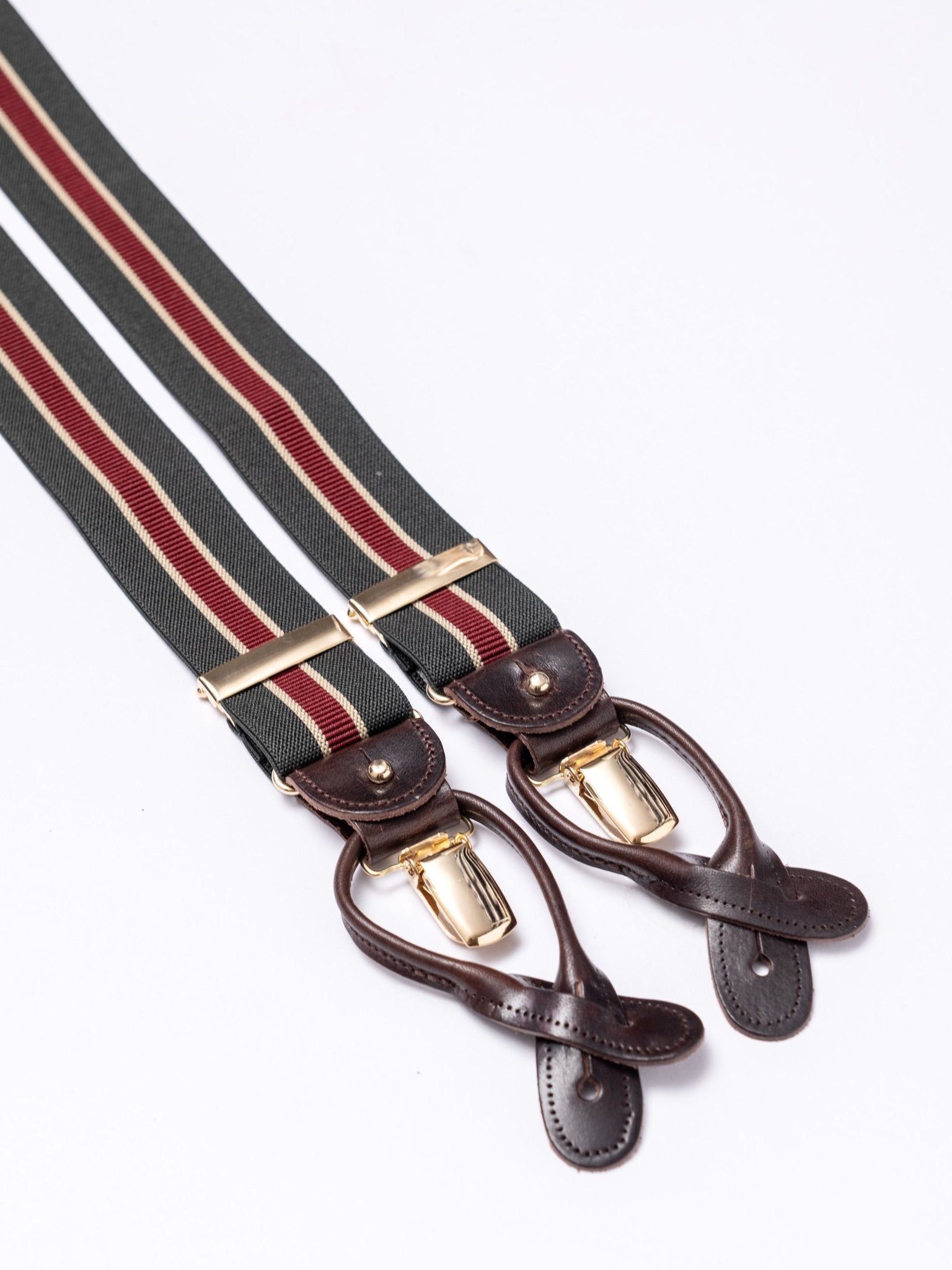 Hosenträger, bottle/bordeaux/beige stripes