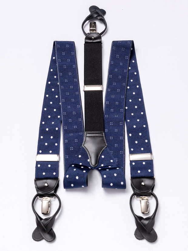 Hosenträger, polka dots blue/white