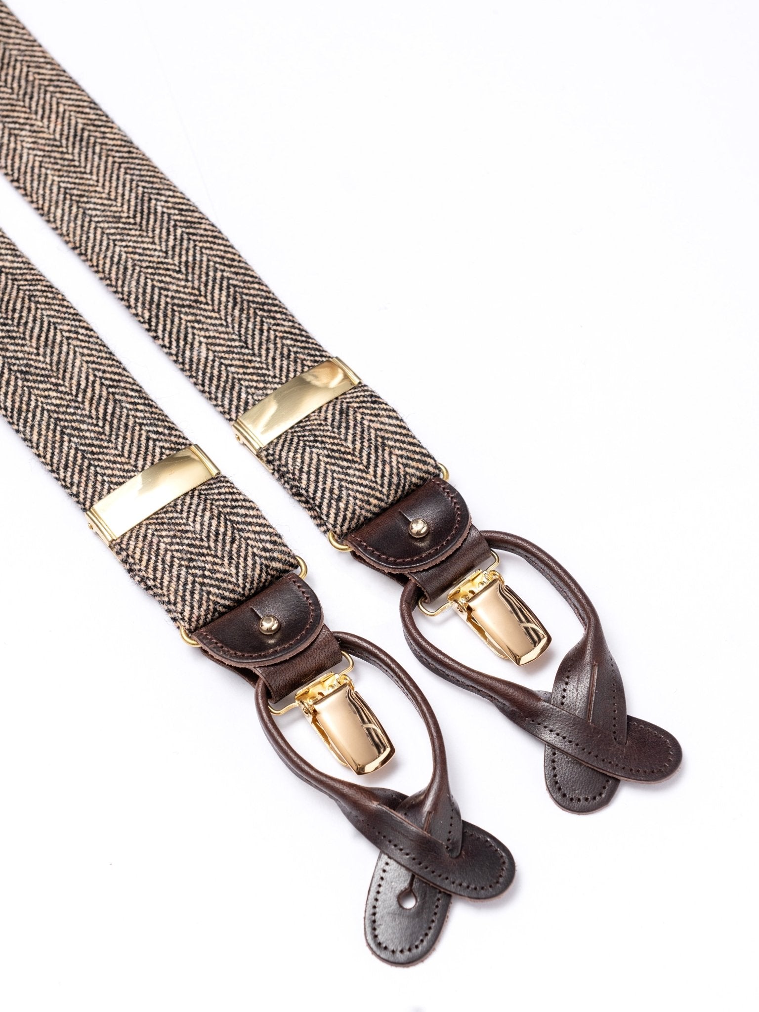Hosenträger, herringbone white/brown tweed