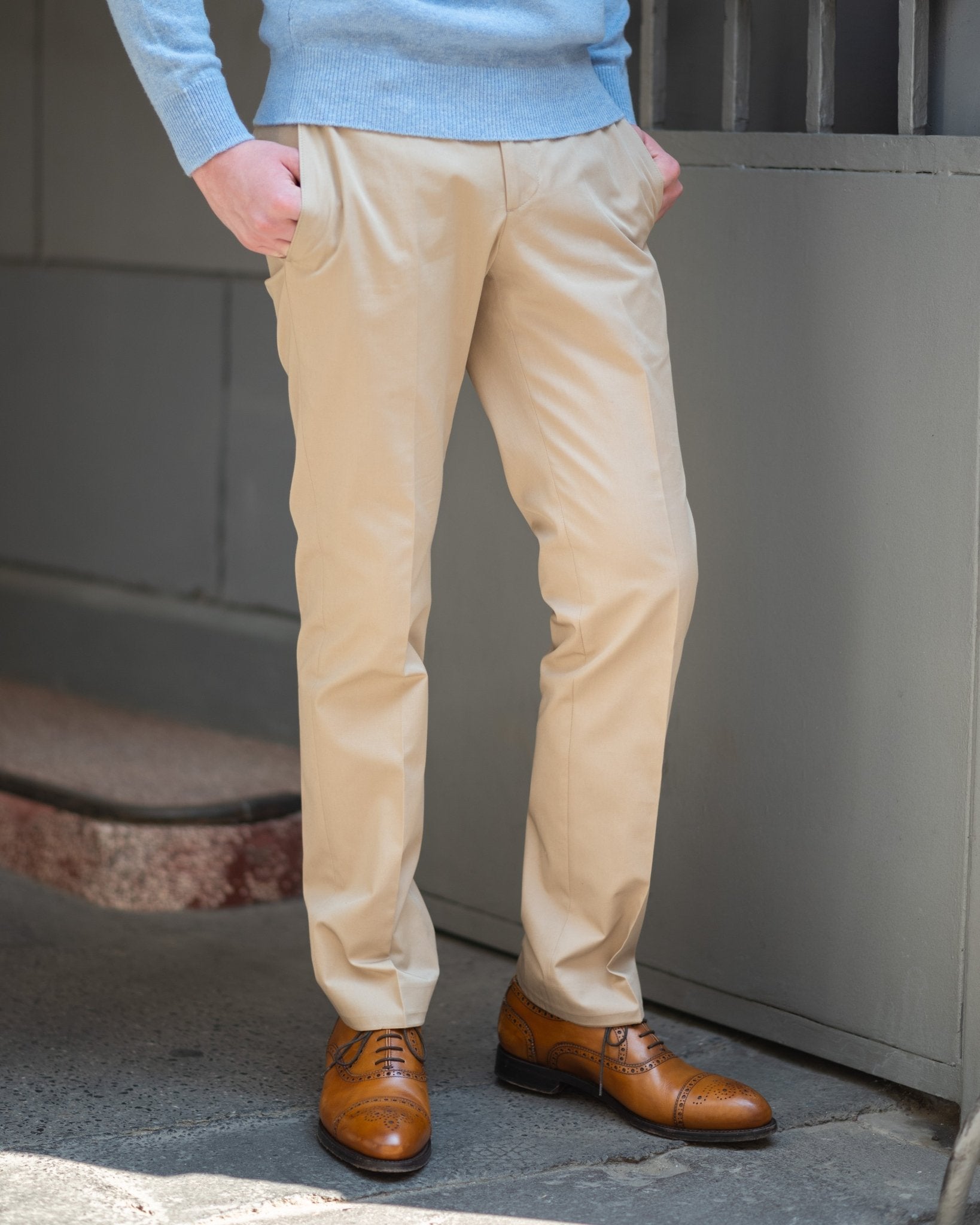 Slimline Baumwollhose Larusmiani in beige