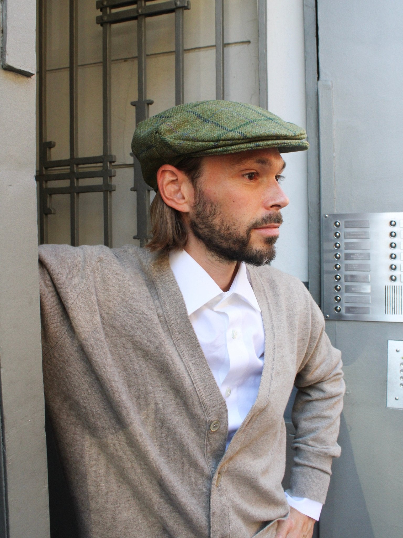 Tweed Cap in green/blue aus Lovat Tweed