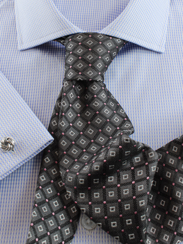 Krawatte: Krawatte gemustert in grau | John Crocket – Fine British Clothing