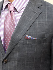 Slimline Anzug mit 2-Knopf Sakko in grau mit hellgrauem Überkaro