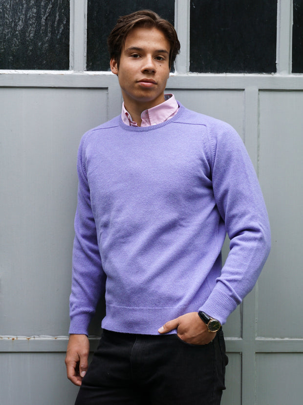 Lambswool Pullover mit Rundausschnitt in modernen Farben (Gr. 40–42)