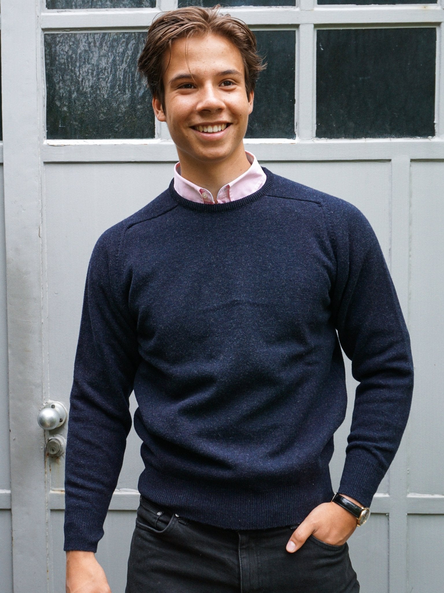 Lambswool Pullover mit Rundausschnitt in modernen Farben (Gr. 40–42)