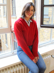 Lambswool Pullover mit V-Ausschnitt in modernen Farben (Gr. 40–42)
