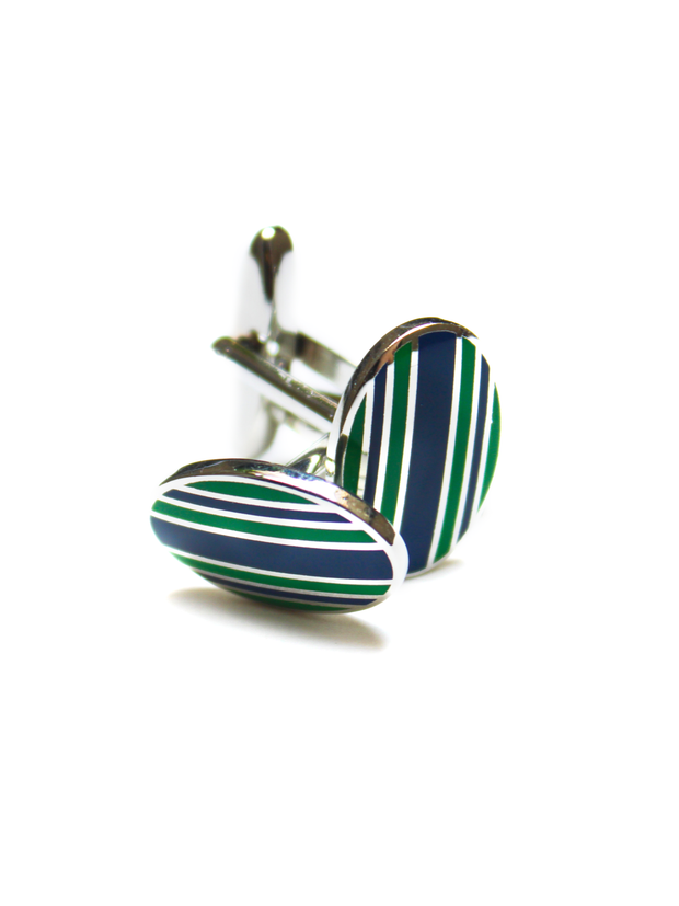 Manschettenknöpfe: Blue/Green Stripes