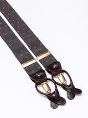 Hosenträger, polka dots green/red