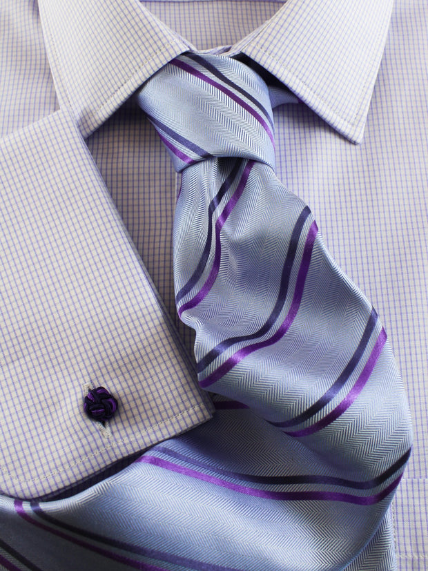 Hemd: Hemd mit Classic Kent Kragen in hellblau kariert | John Crocket – Fine British Clothing