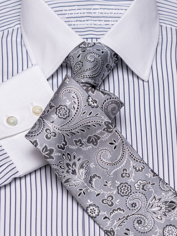 Herrenhemd Slim Fit Kent gestreift in Blau, Frontalansicht