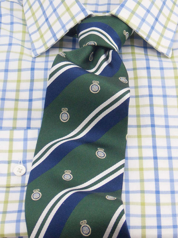 Hemd: Hemd in Slimline mit Kent Kragen in blau/grün kariert | John Crocket – Fine British Clothing